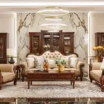 Carved Scroll-arm Ivory Living Room Seating