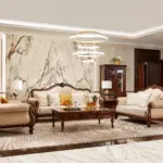 Carved Scroll-arm Ivory Living Room Seating
