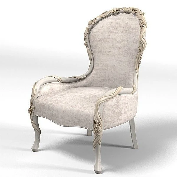 Ivory Carved High-back Lounge Chair