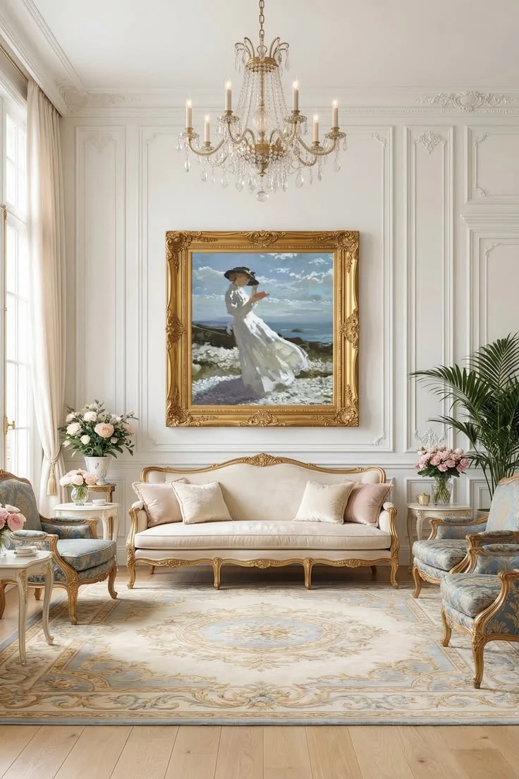 Ivory Carved Curved Living Room Seating