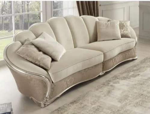 Ivory Sectioned-back Curved Sofa