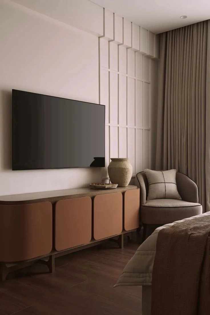 Brown Linear Low-profile TV Cabinet