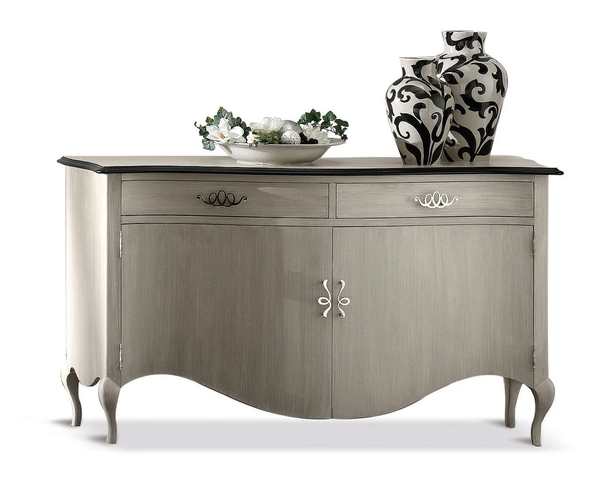 Grey Curved Floral-detail Sideboard
