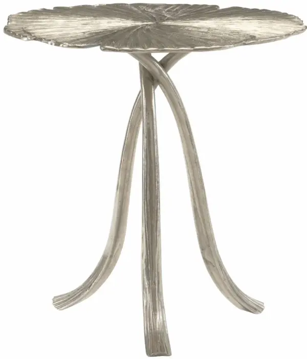 Round Side Table with Leaf Motifs and Gold-Tone Accents
