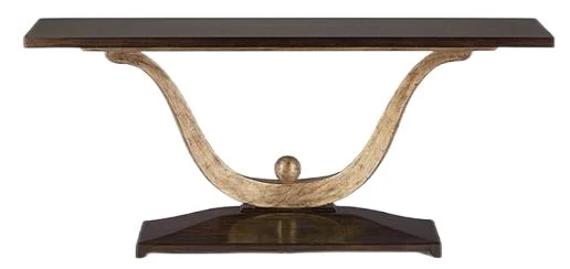 Gold-accent Lyre-detail Dark-tone Console Table