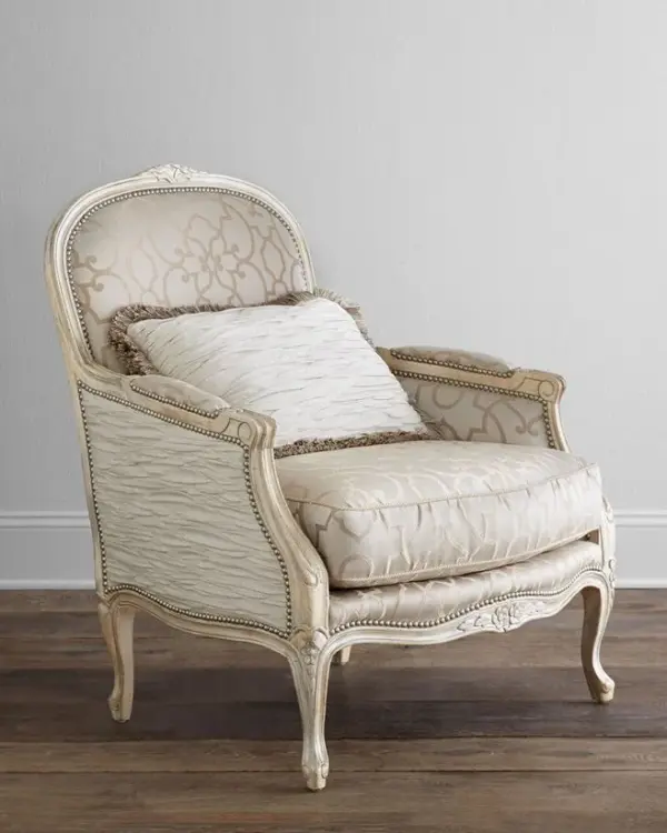 Ivory Carved Scroll-arm Lounge Chair