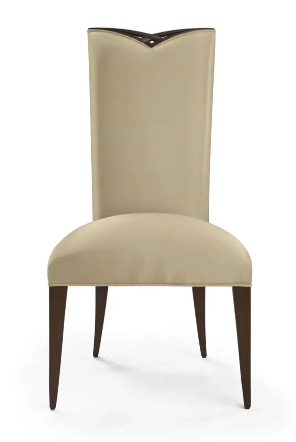 Beige High-Back Dining Chair with Slim Silhouette