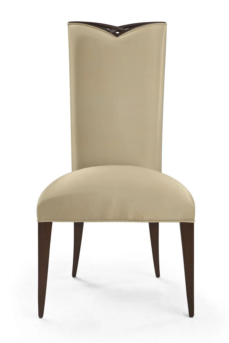 Beige High-Back Dining Chair with Slim Silhouette