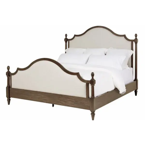 Dark Wood-Tone Scalloped Bed with Framed Details