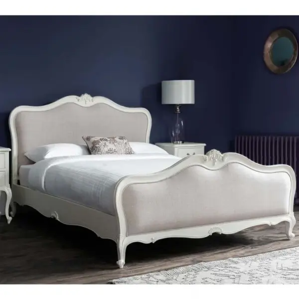 Ivory Scalloped Upholstered Bed