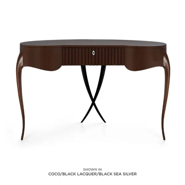Dark-tone Fluted Curved Console Table