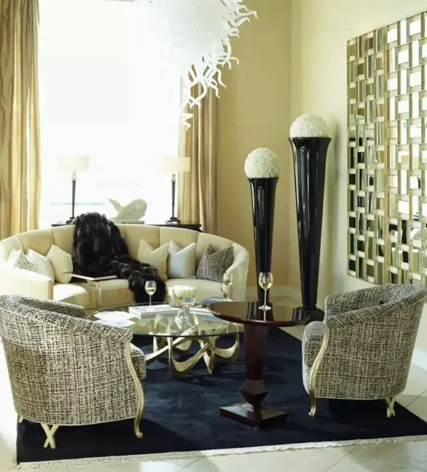 Green Patterned Framed Living Room Seating