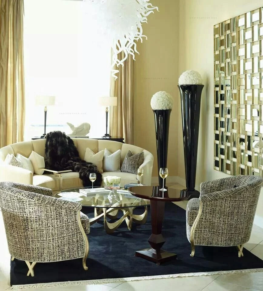 Green Patterned Framed Living Room Seating