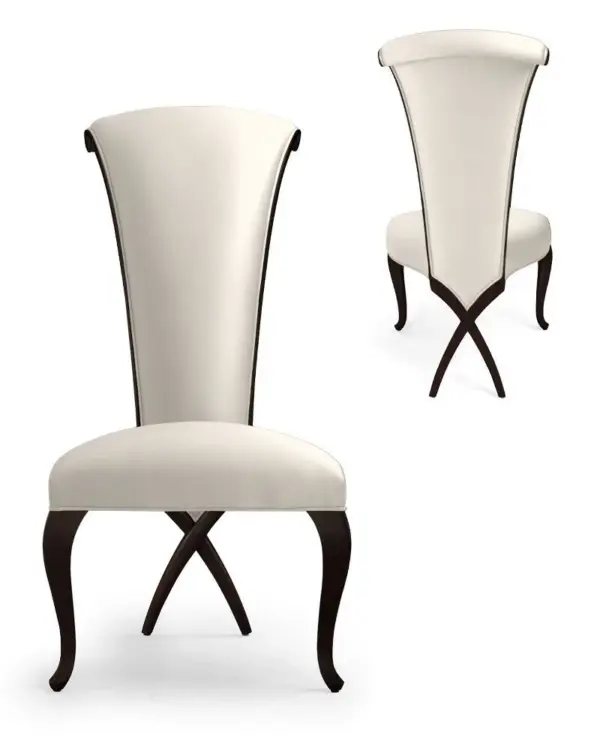 Ivory High-back Crossed-leg Dining Chair