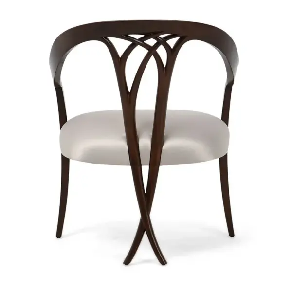 Dark-tone Branch-detail Ivory Dining Chair