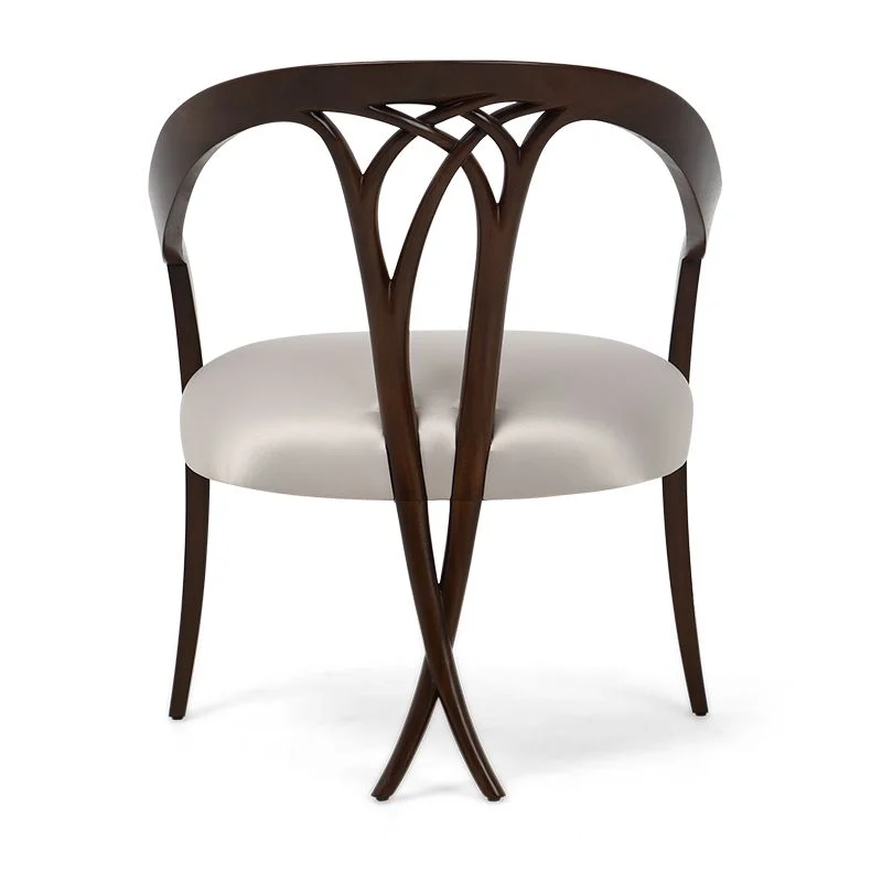 Dark-tone Branch-detail Ivory Dining Chair