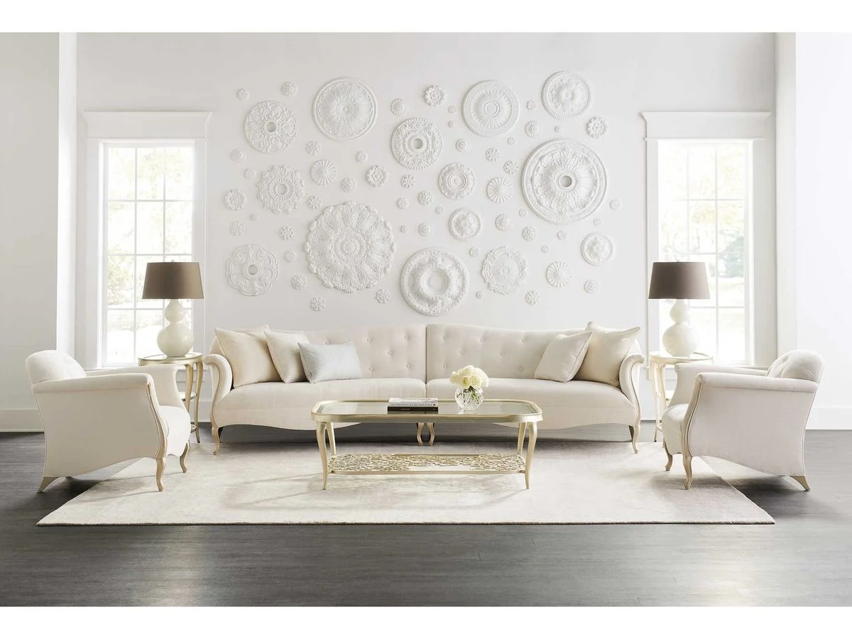 Ivory Scalloped Slender Living Room Seating