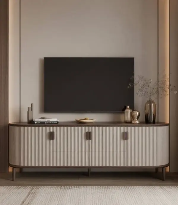 Ivory Linear Raised-leg TV Cabinet
