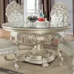 Ivory Ornate Pedestal Dining Table