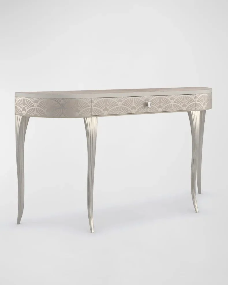 Ivory Slender Fluted Console Table