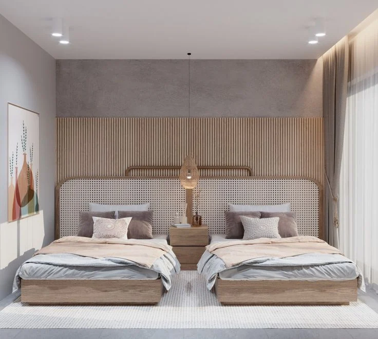 Grey Framed Upholstered Bed