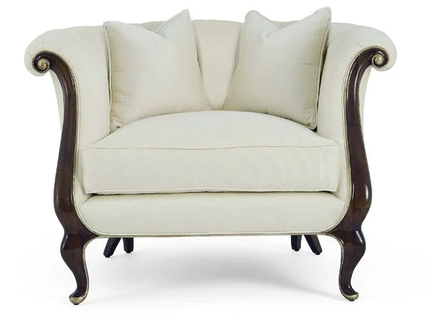 Ivory Scroll-detail Dark-tone Lounge Chair