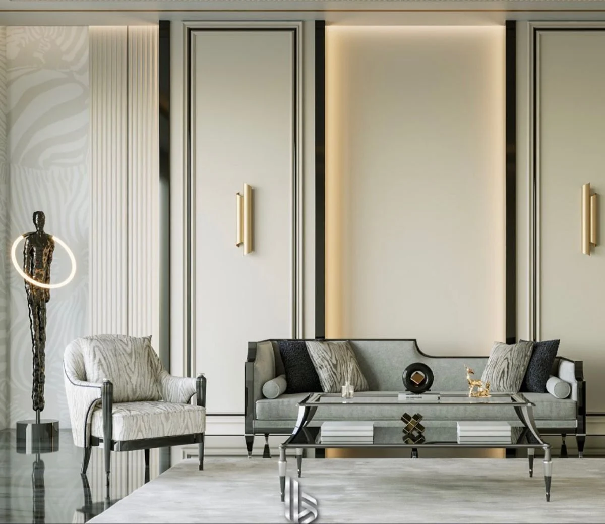 Grey Framed Slender Living Room Seating