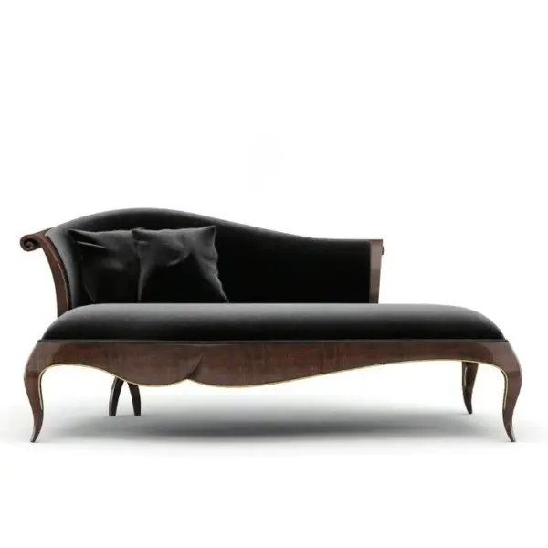 Black Curved Dark-tone Chaise Longue