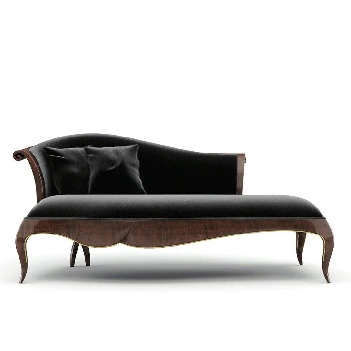 Black Curved Dark-tone Chaise Longue