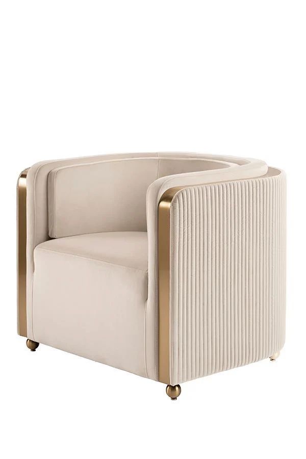 Beige Fluted Rounded Lounge Chair