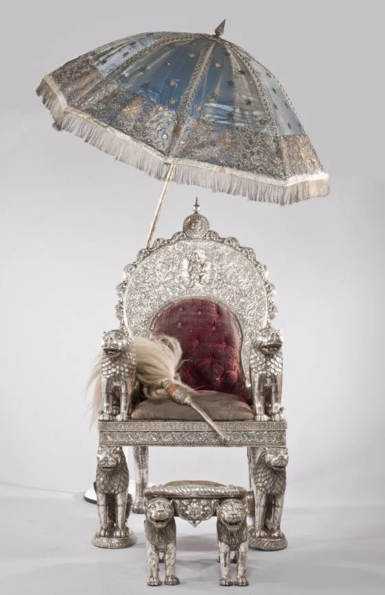 Carved Ornate Burgundy Lounge Chair