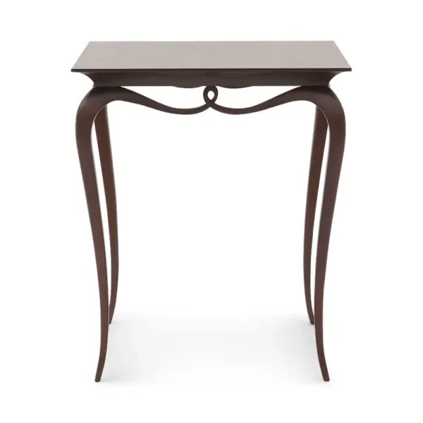 Dark-tone Square Scroll-detail Side Table