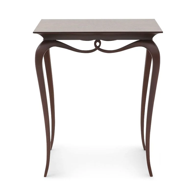 Dark-tone Square Scroll-detail Side Table
