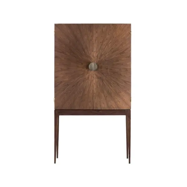 Brown Sunburst-detail Raised-leg Display Cabinet