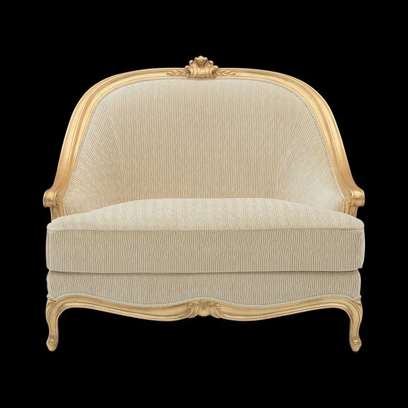 Ivory Gold-accent Rounded Lounge Chair