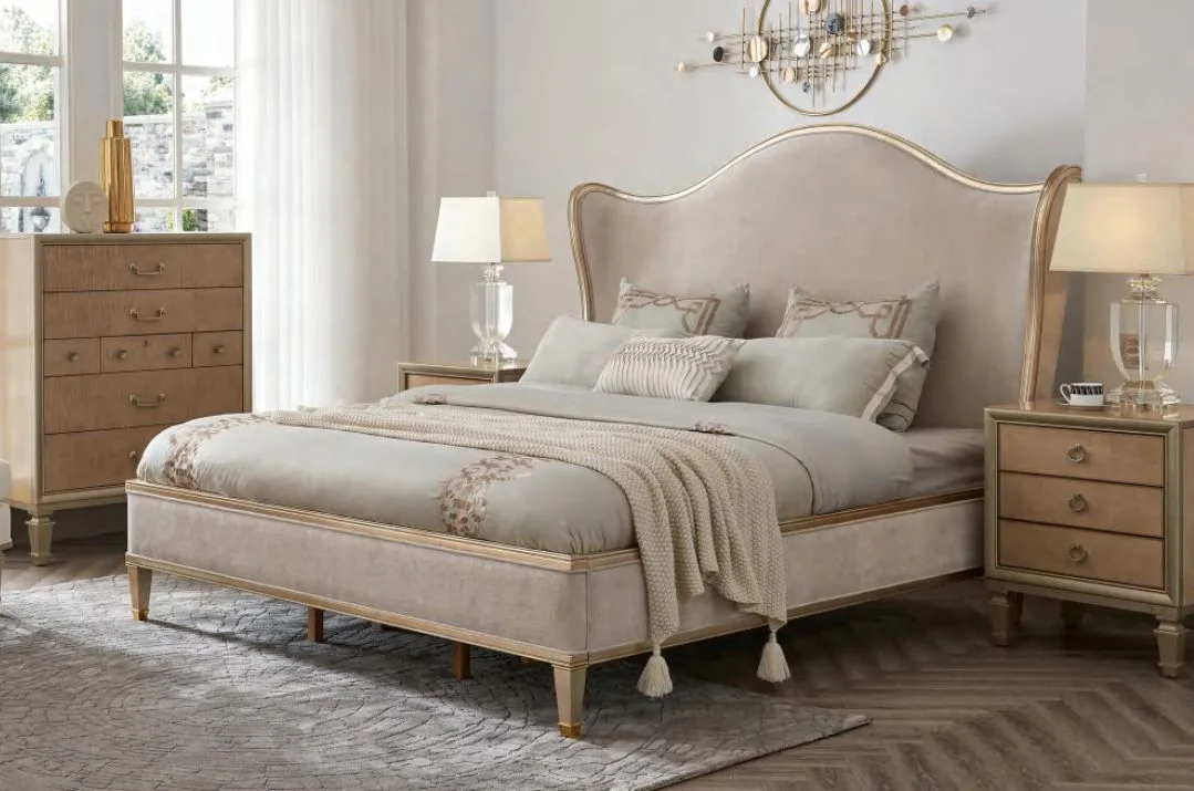 Ivory High-back Framed Bed