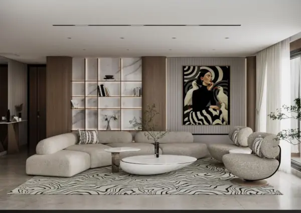 Ivory Modular Rounded Living Room Seating