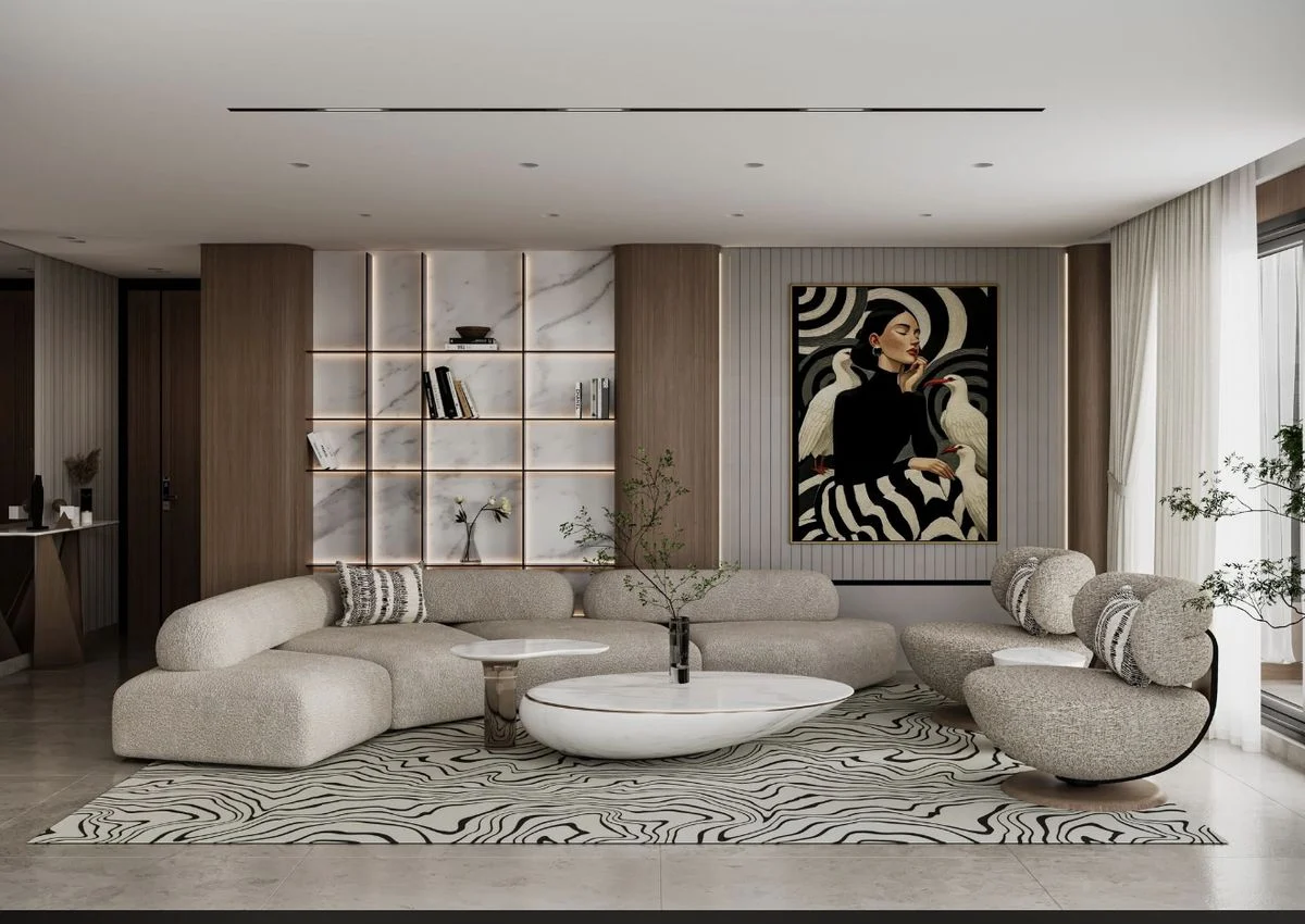 Ivory Modular Rounded Living Room Seating