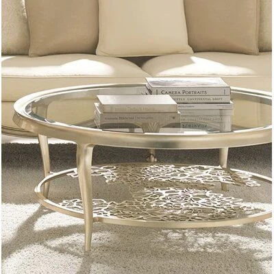 Gold-accent Round Openwork Coffee Table