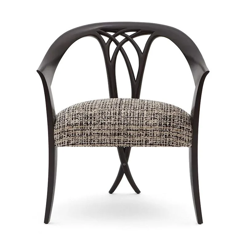 Dark-tone Branch-detail Patterned Dining Chair
