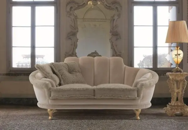Ivory Scalloped Button-tufted Sofa