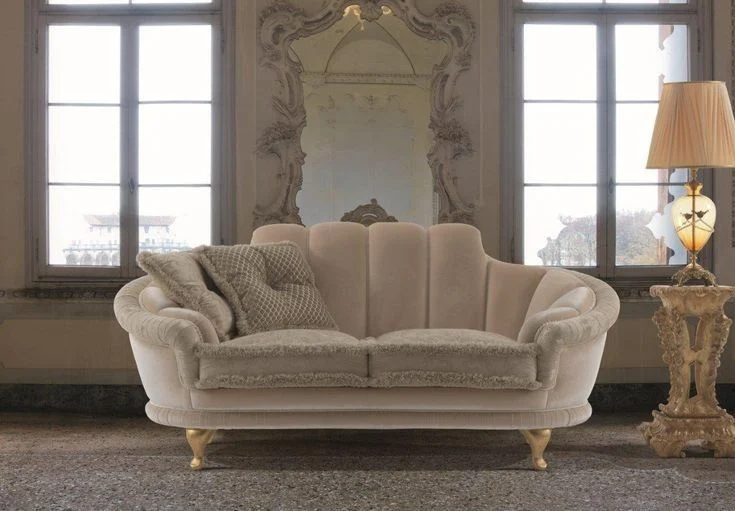 Ivory Scalloped Button-tufted Sofa