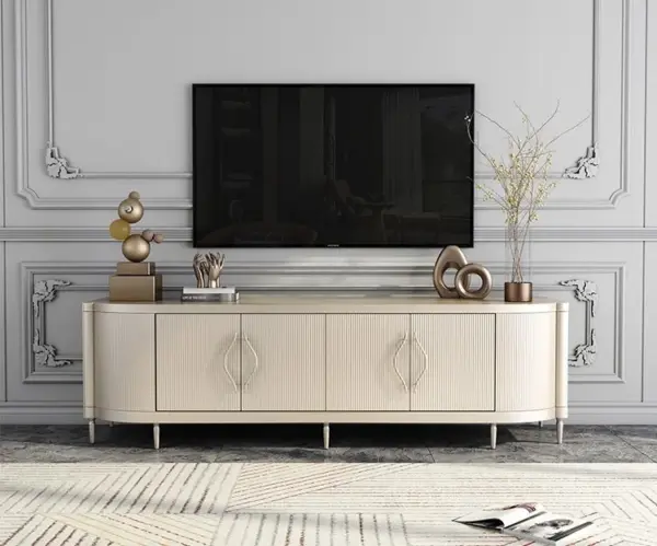 Ivory Linear Gold-accent TV Cabinet