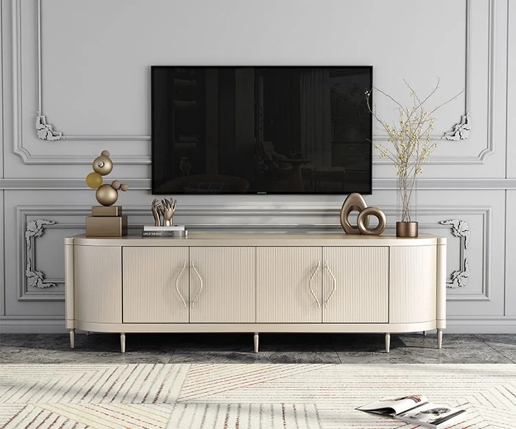 Ivory Linear Gold-accent TV Cabinet