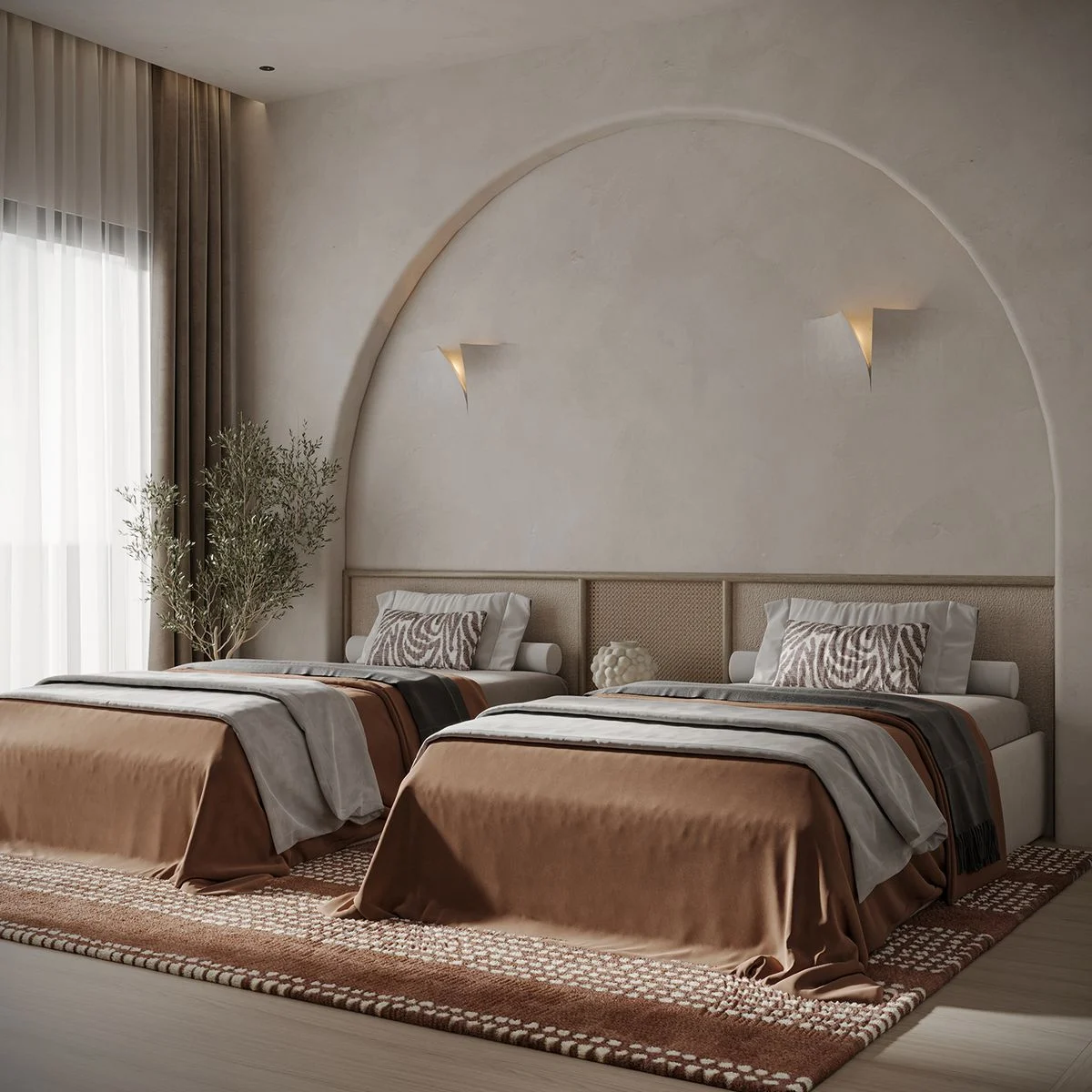 Brown Framed Low-profile Bed