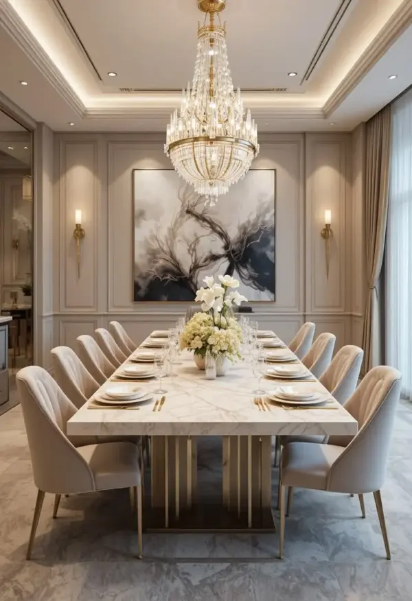 Ivory Rectangular Channelled Dining Table
