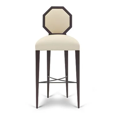 Dark-tone Octagonal-back High-seat Stool