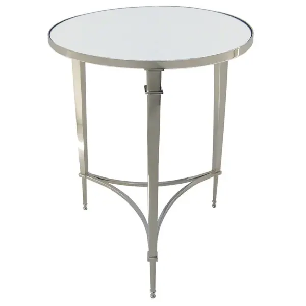Silver-accent Round Slender Side Table