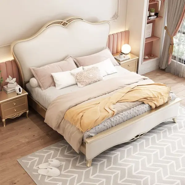 Ivory Scalloped Framed Bed