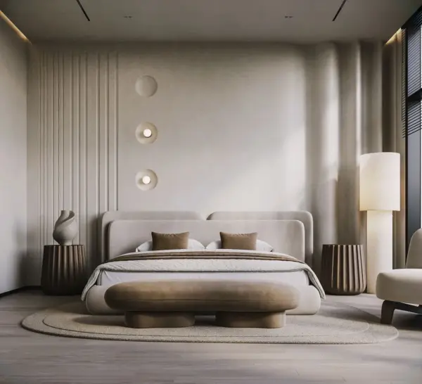 Brown Rounded Low-profile Bed